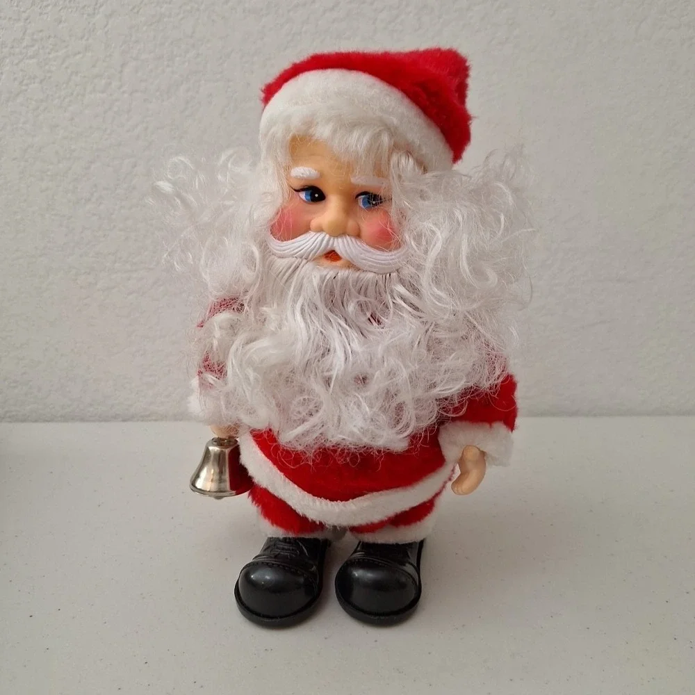 Vintage 10 Inch Christmas Walking Santa Claus Musical Toy Animated Works